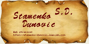 Stamenko Dunović vizit kartica